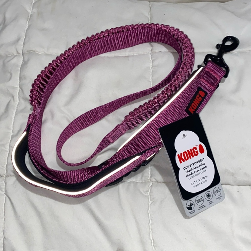 🐶 Kong 6ft Pink Shock Absorbing Hands-free Dog Leash Collar Harness Pet Pets
